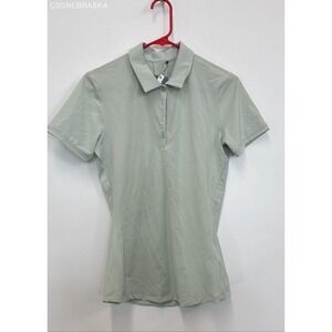 Adidas Linen Green Women's Golf Polo Shirt - Size Small